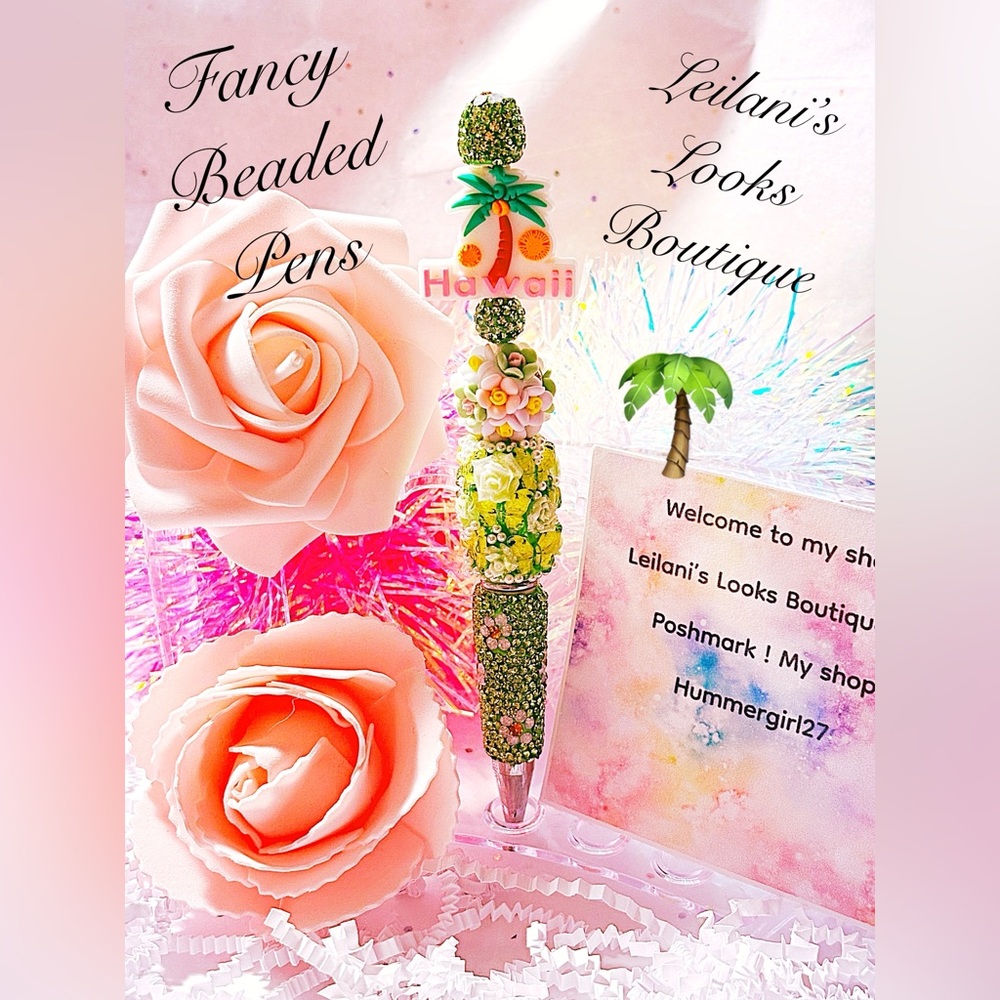 Fancy beaded pen/gifts/Tropical/Palm tree/Hawaii/vacation time